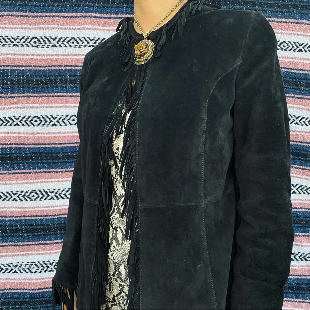 Vintage Pamela McCoy collections genuine leather black jacket  size xs - Picture 5 of 8